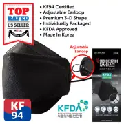 20 PCS KF94 BLACK Protective Face Mask Adult Made in Korea KFDA Approved HMCARE