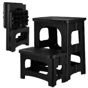 Folding 2-Step Stool 8" 17" Non-Slip Collapsible Step Stools Bedside Stepstoo...