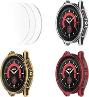 [3 Pack] Fit for Galaxy Watch 5 Pro 45mm Screen Protector with Tempered Glass TenCloud Bumper Protective Case Face Cover Accessories Intended for Samsung Galaxy Watch 5 Pro