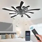 Dimmable Ceiling Fan with Light and Remote Control, 31" Small Flush Mounted Ceil