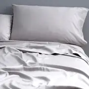 Park Avenue 500TC Queen Bed Natural Cotton Fitted/Flat Sheet/Pillowcases Silver