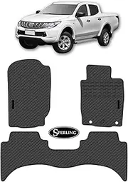 Sperling Custom Moulded Front & Rear Rubber Car Floor Mats Compatible with Mitsubishi Triton (MQ MR) Dual 2015-2023