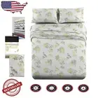 Indulge in Cozy 4PC Flannel Bed Sheet Set - Full Size with Floral Hedgerow Print