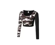 Women Crop Top Long Sleeve Yoga T-Shirt Quick Dry Gym Running Tights Tees - Green