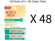 48 2-Packs Burt's Bees 100% Medicated Moisturizing Lip Balm X6/26 Wholesale Lot