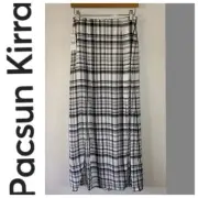 NWT Pacsun Kirra Plaid Black White 2 Front High Slits Maxi Skirt Size Small