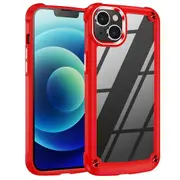 For iPhone 15 Drop-Proof Phone Case Alloy Lens Frame PC+TPU Hybrid Back Cover