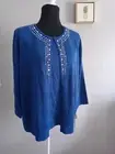 ALFRED DUNNER Two For One Embellished Sweater Top blouse Size M color Blue .