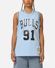 [MITCHELL & NESS] Mitchell & Ness Chicago Bulls Dennis Rodman 'Vapor Blue' Jersey Light Blue - Size S S Light Blue