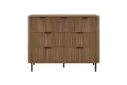 Design Square Galene Dresser Lowboy Chest Of 7-Drawers Storage Cabinet Slat Walnut