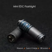 Titanium Mini Rechargeable LED Flashlight Waterproof Keychain Pendant EDC Light