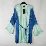 Ladies Jacket Size 16 18 WEWA Green Blue Tie Dye Lightweight Floaty Crinkle