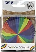 PME BC832 Rainbow Colours Cupcake Cases, Foil Lined, Pk/30, Paper
