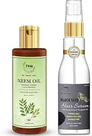 TNW-THE NATURAL WASH Dandruff Care Combo of Cold Pressed Neem Oil and Black Seed Hair Serum (All Natural, Chemical-free)