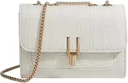 [Eautyba] Women's Stylish Stone Pattern Crossbody Handbags Elegant Leather Shoulder Bags Chain Purse