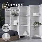 Artiss 8 Panel Room Divider Screen Partition Privacy Timber Shelf Stand White