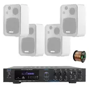 Pyle PDA8BU 5.1 Channel Home Audio Bluetooth Receiver, 4x 4" White Speaker, Wire