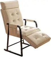 Home Office Chair Home Office Folding Recliner Can Lie Flat Lazy Person Sofa Lunch Break with Legs Drag and Backrest Chair Single Bed Home Balcony Rest Sofa Chair Ergonomic Desk Chair(White)