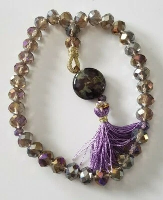 Tasbih Handmade Purple Metalic Crystal Beads Tasbih Misbaha Rosary Worry Beads