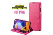 For Samsung Galaxy A31 Case, SupRShield Wallet Leather Flip Magnetic Stand Case Cover (Hot Pink)