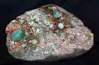 GREEN APOPHYLLITE CLUSTERS IN SEMI GEODE BASE # 0728 (REPAIRED)