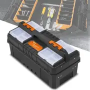 20" 2-Layer Multi-Function Folding Plastic Tools Box Workshop Organizer Orange