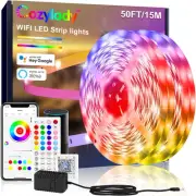 Wifi LED Strip Lights 15M, 50Ft Smart RGB Light Strips Compatible with Alexa, Go
