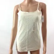 Ann Taylor Loft Tank Top Cami Lace Overlay Stretch Women M Ivory F49 New NWT