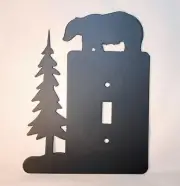 BEAR an TREE Single Light Switch Plate Cover Wildlife Rustic Plasma Metal Art