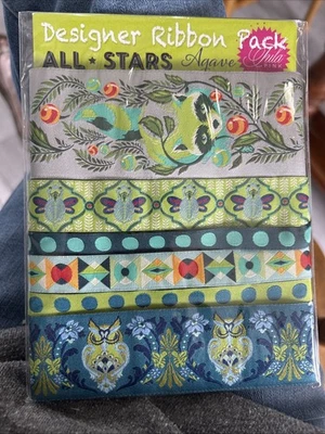 All Stars Agave Designer Ribbon Pack by Tula Pink for Renaissance Ribbons