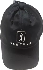 PGA TOUR Hat Men's OSFM Black White Embroidered Logo Adjustable Fit Classic Hat