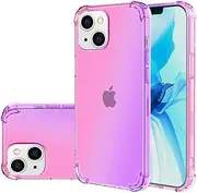 Gufuwo Case for iPhone 13 Mini Cute Case Girls, Gradient Slim Anti Scratch Soft TPU Phone Cover Shockproof Protective Case for iPhone 13 Mini 5.4 inch (Pink/Purple)