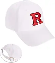 Desert Cactus Rutgers University Baseball Hat State University of New Jersey Scarlet Knights Brimmed Embroirderd Hats Cap Adjustable Cloth Strap Adult (Style B1), White, One Size