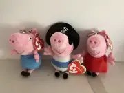 Ty Lot of 3 PEPPA PIG METAL KEY CLIPS 4” - RARE/NEW