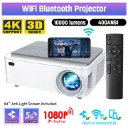 5G WiFi Bluetooth Native 1080P 10000Lm 4K Portable Projector Theater with Screen