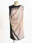 JEREMY LAING nude DRESS color block BLACK lace DRAPE front BLUSH Y2K sheer SMALL
