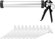 Caulking Gun 600 ml with 10 Nozzles, Aluminium Silicone Gun, Sealing Tool for Professionals and DIY Enthusiasts Cartridge Press for Precise Dosing of Sealants, Default
