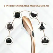 Portable Handheld Massager 6 Heads Soothing Stimulate Blood Flow Shoulder Gold