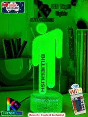 BILLIE EILISH MUSIC Personalised 3D LED Night Light Colour Change Room Lamp