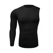 Compression Shirts for Men 1/2 Single Arm Single Long Sleeve Large Black-2