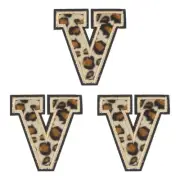 Letters V Patches Leopard Iron-On Letters Patch for Clothing Repair 3 Pcs