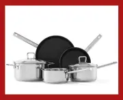 5-Piece Stainless Steel Cookware Set with Non-Stick Frypans