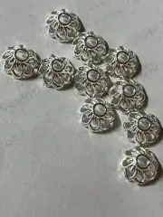 Tibetan Silver Fancy Bead Caps. 9x4. Hole-2mm. 10 PCs