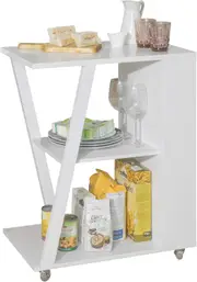 White Kitchen Serving Trolley Storage on Wheels