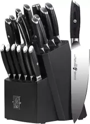 TUO Knife Falcon Set 17 PCS Kitchen Knife Set with Wooden Block Honing Steel
