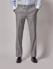 Hawes & Curtis Light Grey Twill Wool Classic Fit Suit Trousers Size: 42" (EU 58)