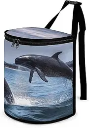 Car Garbage Bag, Jumping Whales Print Car Trash Can Car Trash Bag Car Garbage Organizer Car Garbage Can with Lid