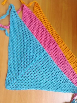 Сrochet bandana, blue and orange bandana, crochet headband, head kerchief