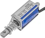 HALLMERS 12V DC 0.3A 10mm Stroke Small Electric Linear Solenoid Actuators Intermittent Duty 5N Force, Normally Extended, Electromagnet Push Pull Spring Return Industrial Actuation Control Robotics