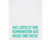 Tea Towel " Magic & Pasta " White/Turquoise